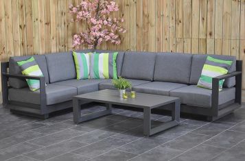 Saint Petersburg Loungeset Hoekbank Lage Tafel Aluminium Dark Grey SHOWROOMMODEL