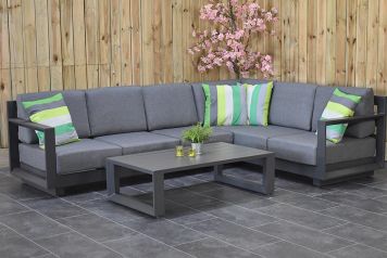 Saint Petersburg Loungeset Hoekbank Lage Tafel Aluminium Spiegelbeeld Dark Grey
