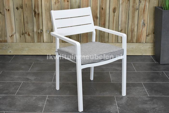 Kiezen onderzeeër Voorstel Bolton Aluminium Dining Tuinstoel Stapelbaar White