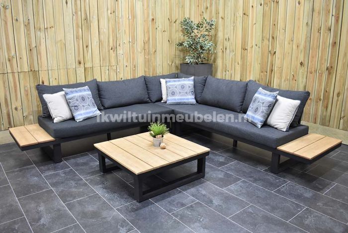 uitzetten Rijden hooi Canyon Aluminium Loungeset Hoekbank met Lage Tafel Dark Grey