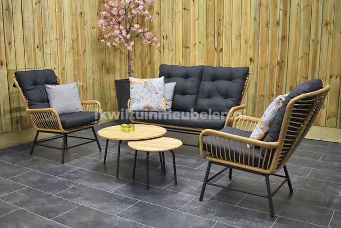 Carlton Loungeset 2 Zitsbank 2 Lounge Tuinstoelen Lage Tafels Teak Bamboo