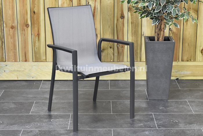 storting jury Calamiteit Fermo Aluminium Dining Tuinstoel Stapelbaar Dark Grey