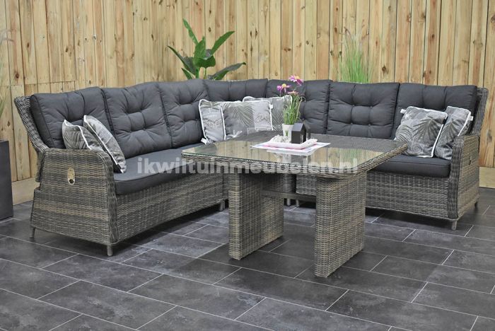 Madrid Loungeset Hoekbank Hoge Tafel Kobo Grey