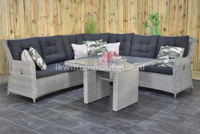 Bevoorrecht Vulkanisch embargo Madrid Verstelbare Loungeset Hoekbank Hoge Tafel Light Kobo Grey