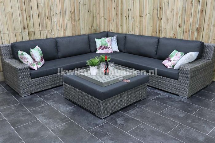 Tact pk bedrijf Riga Loungeset Hoekbank met Hocker Kobo Grey