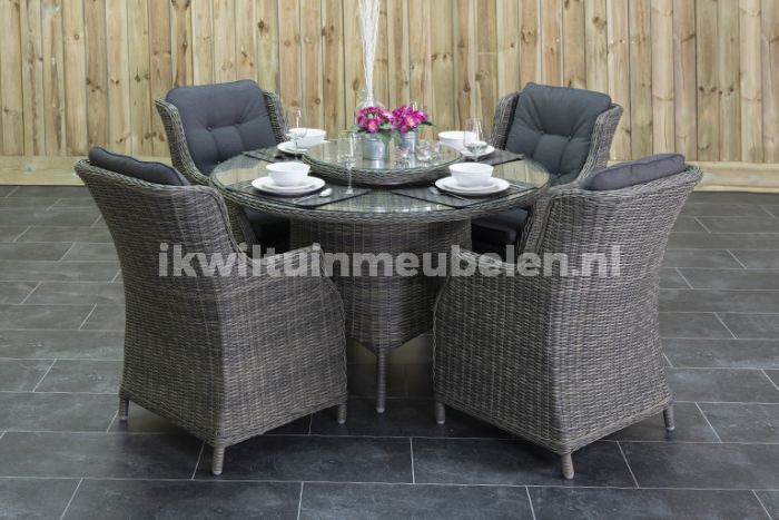 Rio Ronde Tafel 130 met 4 Darwin Kobo Grey